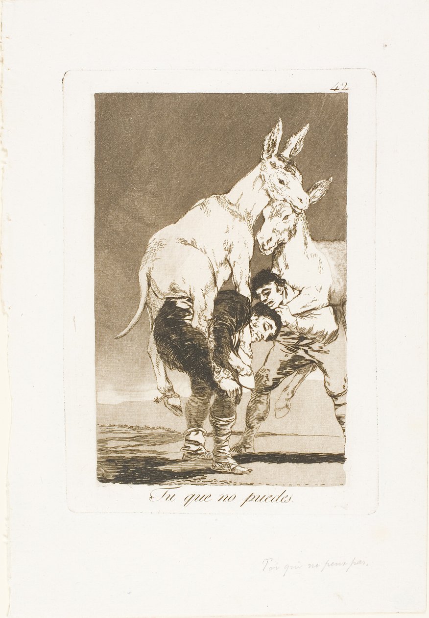 Du, der du nicht kannst, Platte 42 aus Los Caprichos von Francisco Jose de Goya y Lucientes