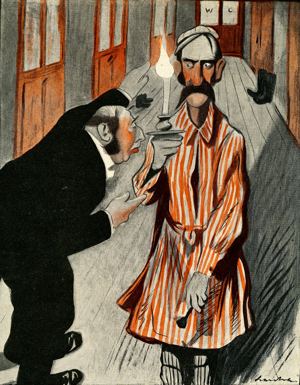 Ein mürrischer Engländer wird von einem Hotelangestellten in Frankreich bedient, 1903 von Francisco Sancha y Lengo