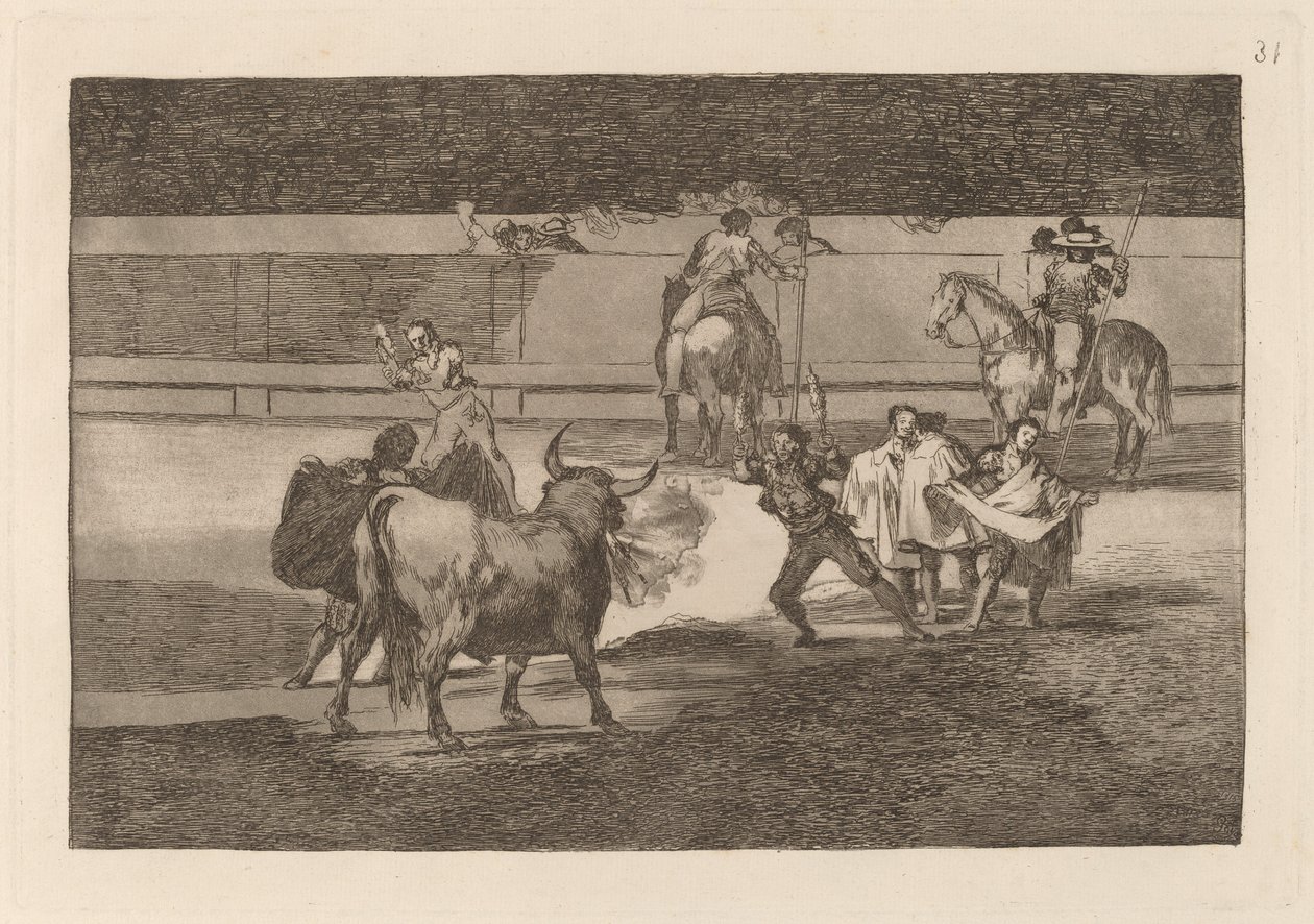 Banderillas de fuego (Banderillas mit Feuerwerkskörpern) von Francisco de Goya