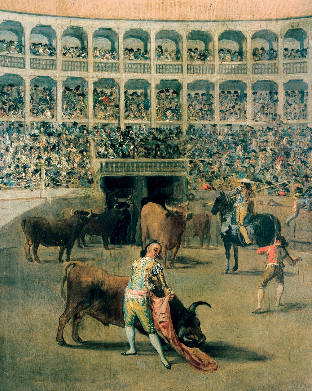 Stierkampf mit einem Umhang oder die Schläge des Umhangs. Gemälde auf Metall von Francisco de Goya y Lucientes, 1793 von Francisco de Goya