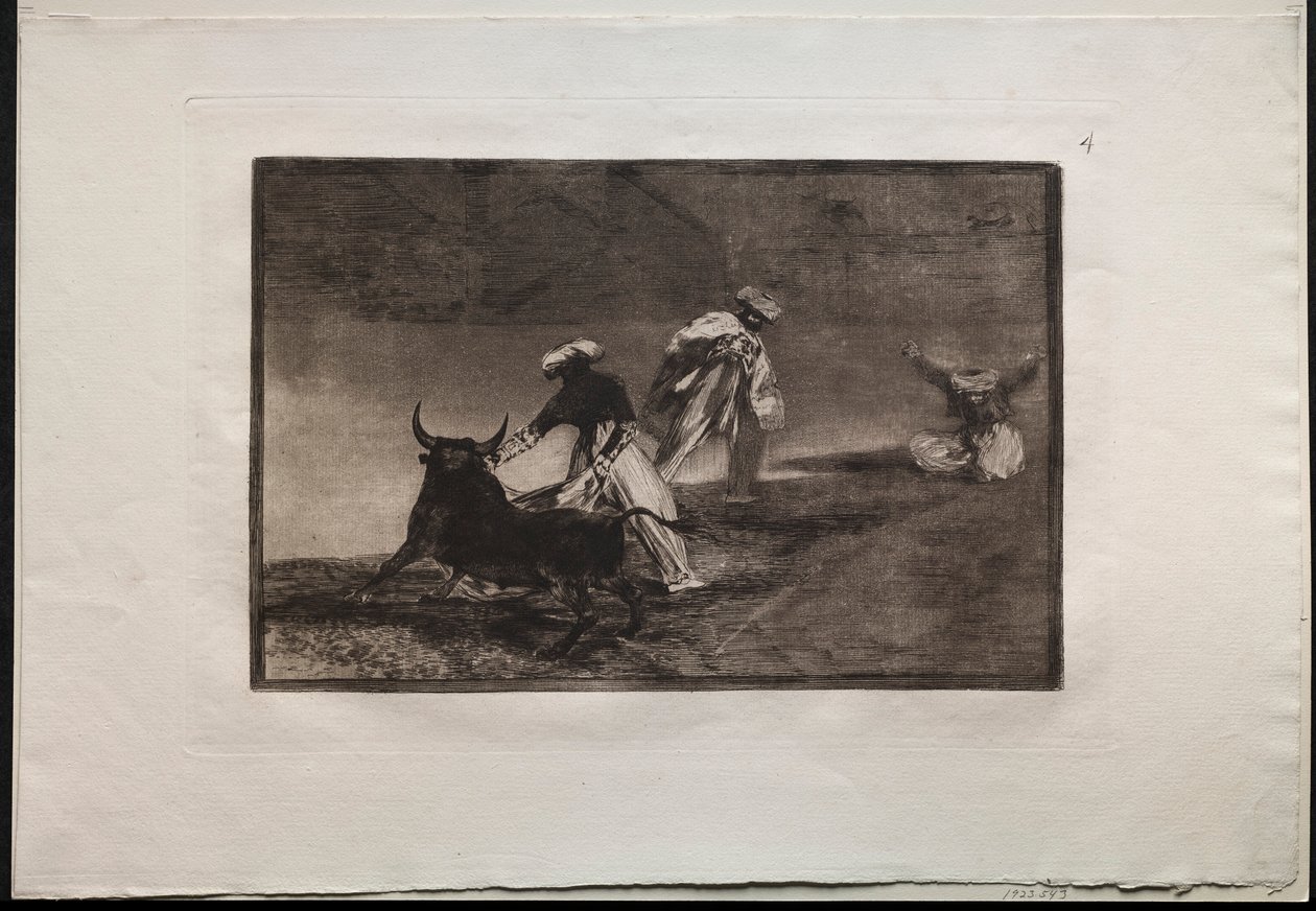 Stierkämpfe: Sie spielen einen anderen mit dem Umhang in einem Gehege, 1876 von Francisco de Goya