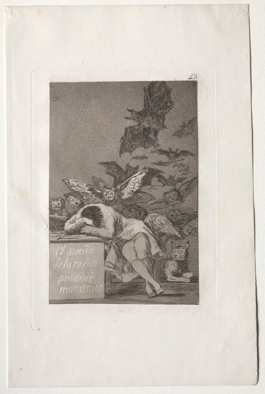 Caprichos: Der Schlaf der Vernunft gebiert Ungeheuer von Francisco de Goya