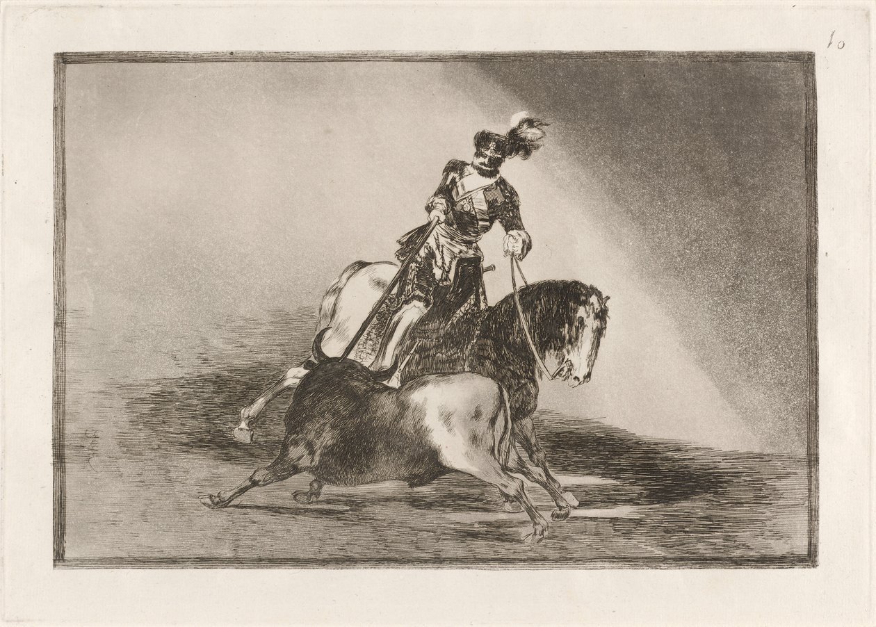 Karl V. spießt einen Stier in der Arena von Valladolid auf von Francisco de Goya