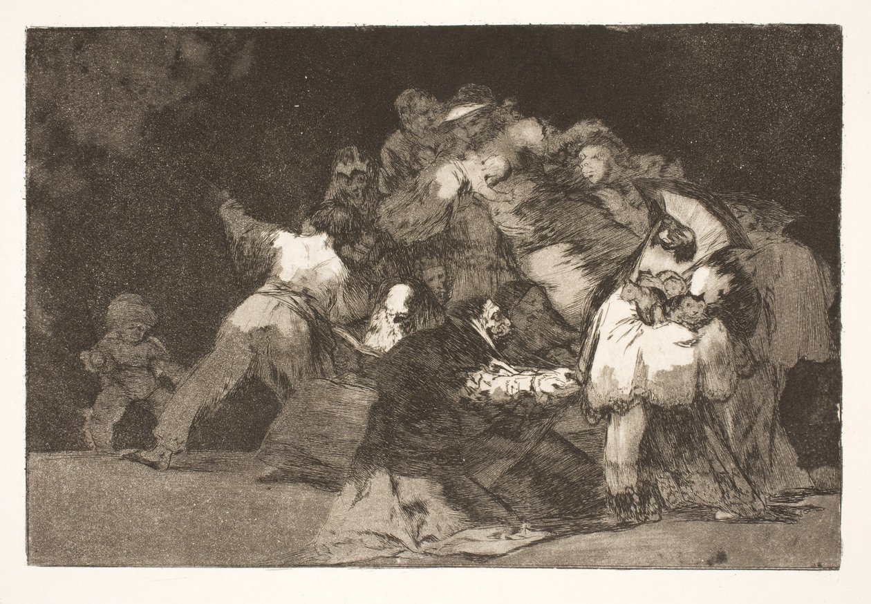 Torheit im Allgemeinen (Die Krallen der Katze und die Kleider des Hingebungsvollen / genauso wie das Laster oft in die Gewohnheiten der Tugend gekleidet wird) von Francisco de Goya