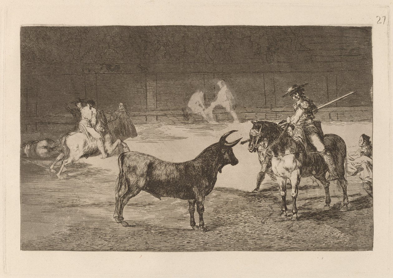 Der berühmte Picador Fernando del Toro zieht das wilde Tier mit seiner Lanze an von Francisco de Goya