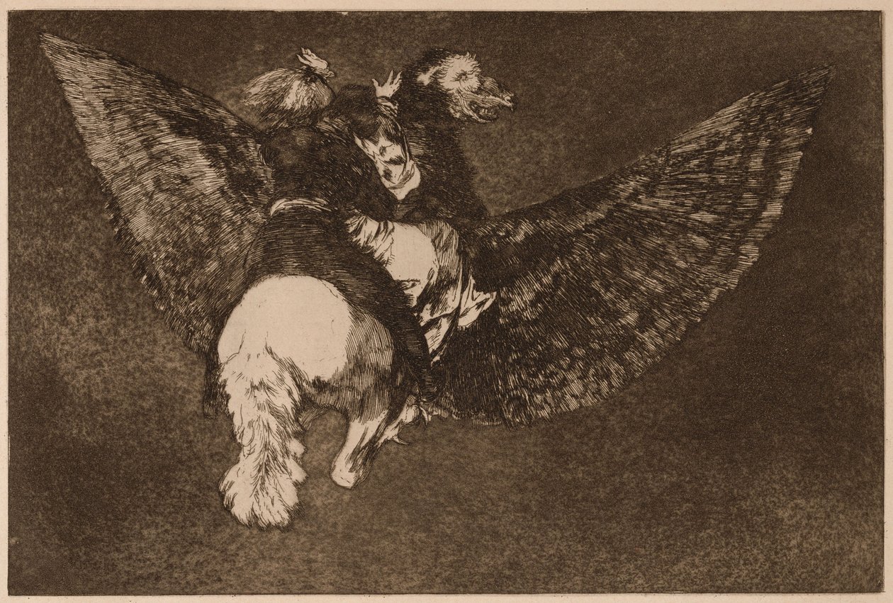 Fliegende Torheit (Disparate volante), aus der Serie Los Disparates von Francisco de Goya