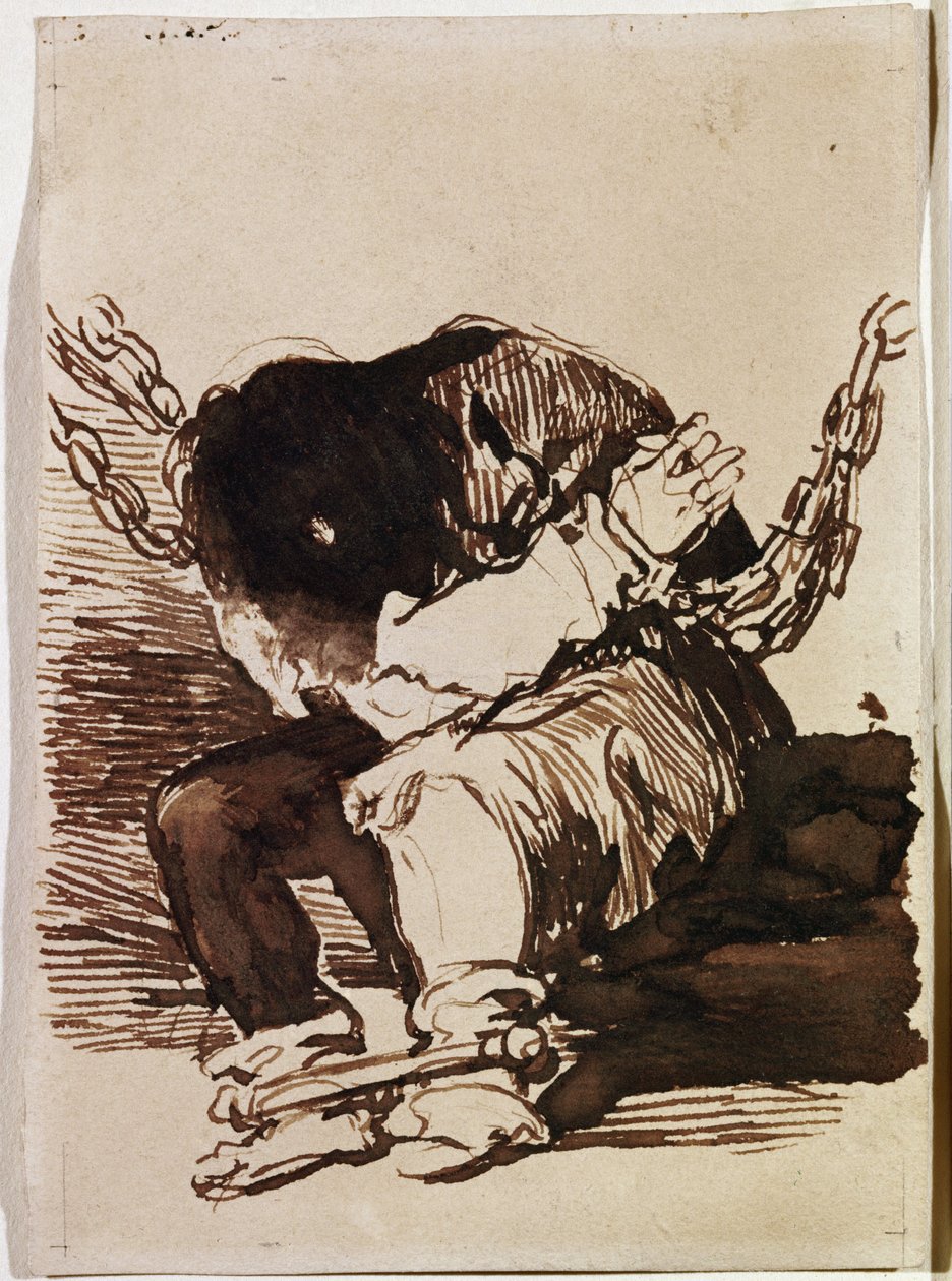 Gefangener in Ketten sitzend von Francisco de Goya
