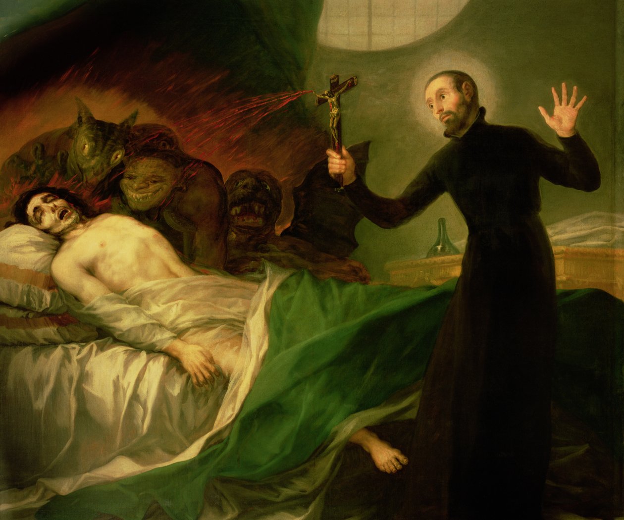 St. Franziskus Borgia (1510-72) hilft einem sterbenden Unbußfertigen, 1795 von Francisco de Goya