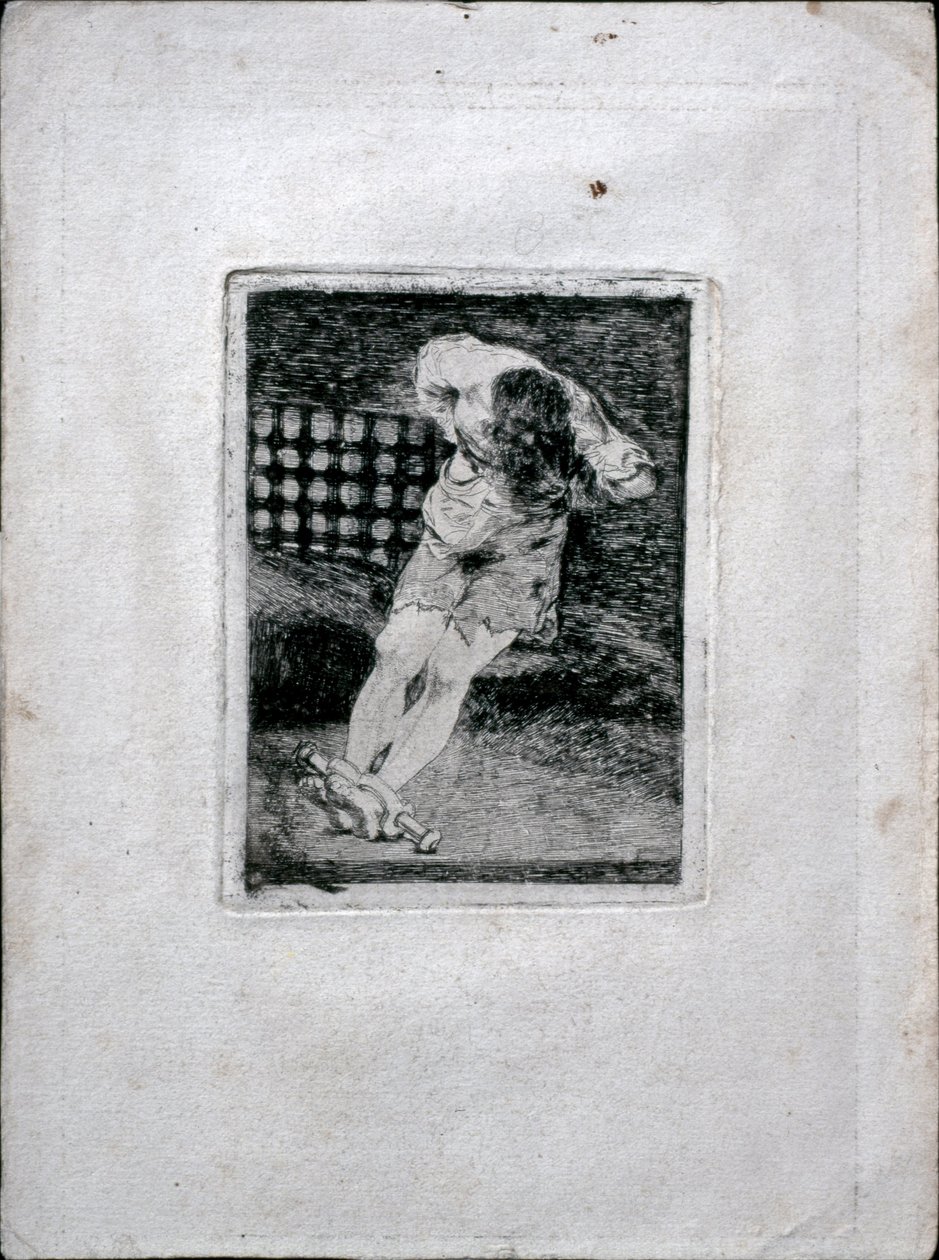 Die Verwahrung eines Verbrechers erfordert keine Folter, ca. 1810 von Francisco de Goya
