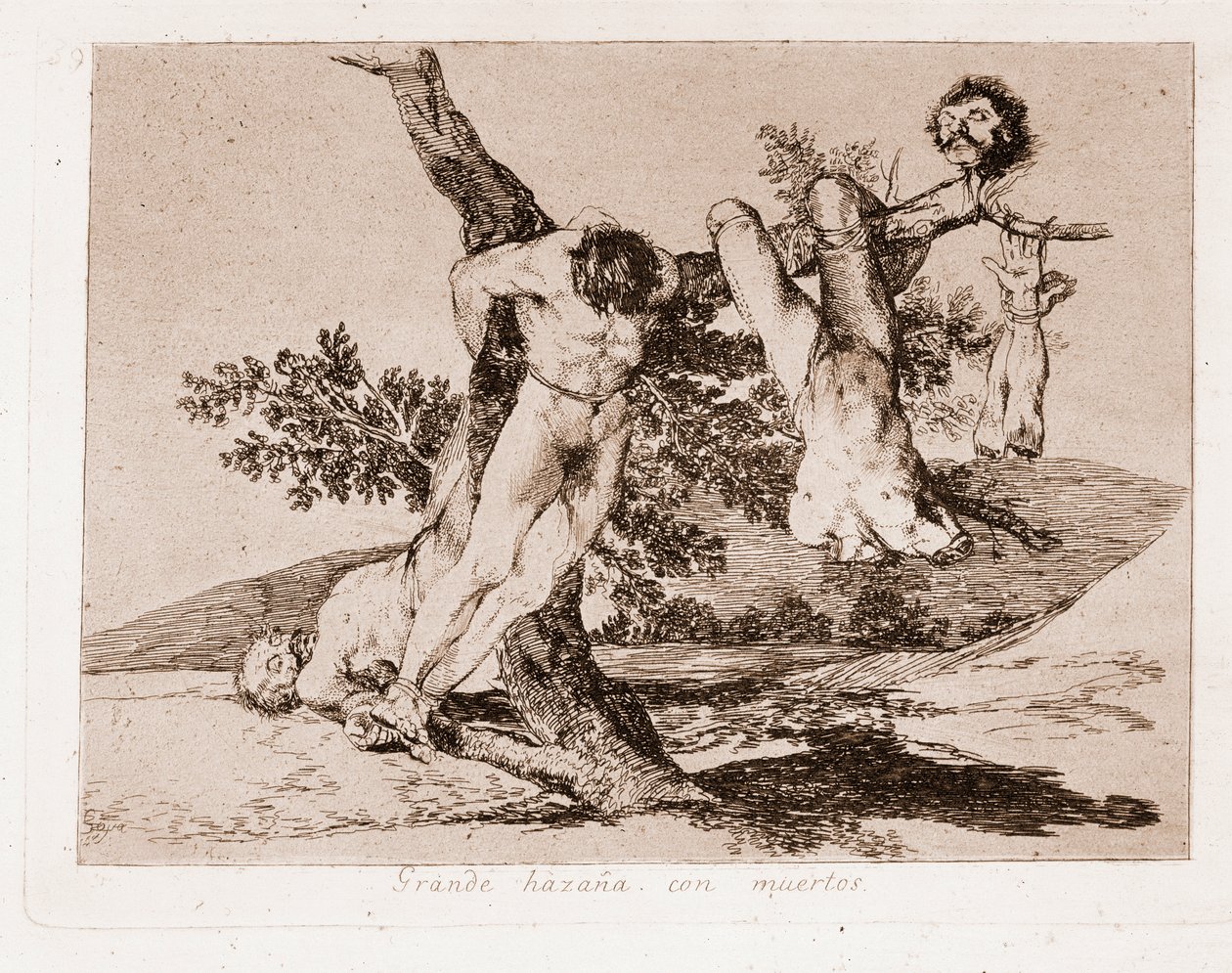 Die Schrecken des Krieges: Große Tat mit den Toten! (Gravur nach der vorbereitenden Zeichnung) von Francisco de Goya