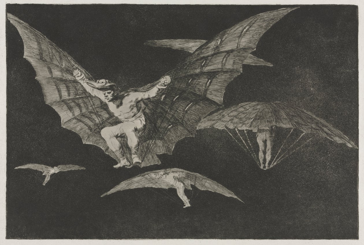 Die Sprichwörter: Eine Art zu fliegen, 1864 von Francisco de Goya