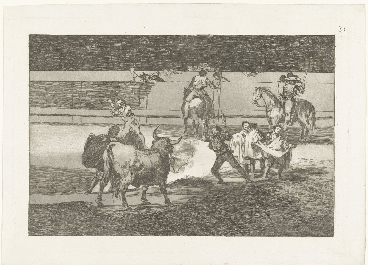 Torero mit brennenden Banderillas von Francisco de Goya