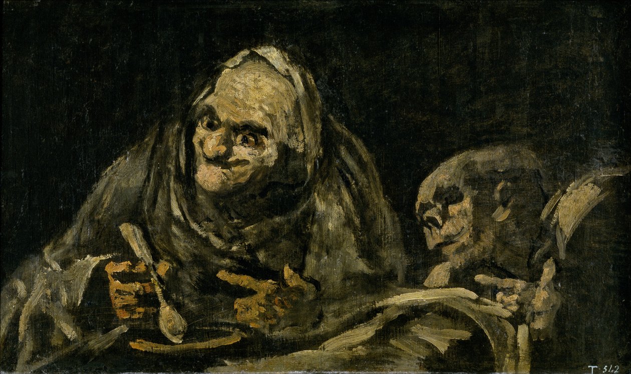 Zwei alte Männer essen Suppe von Francisco de Goya