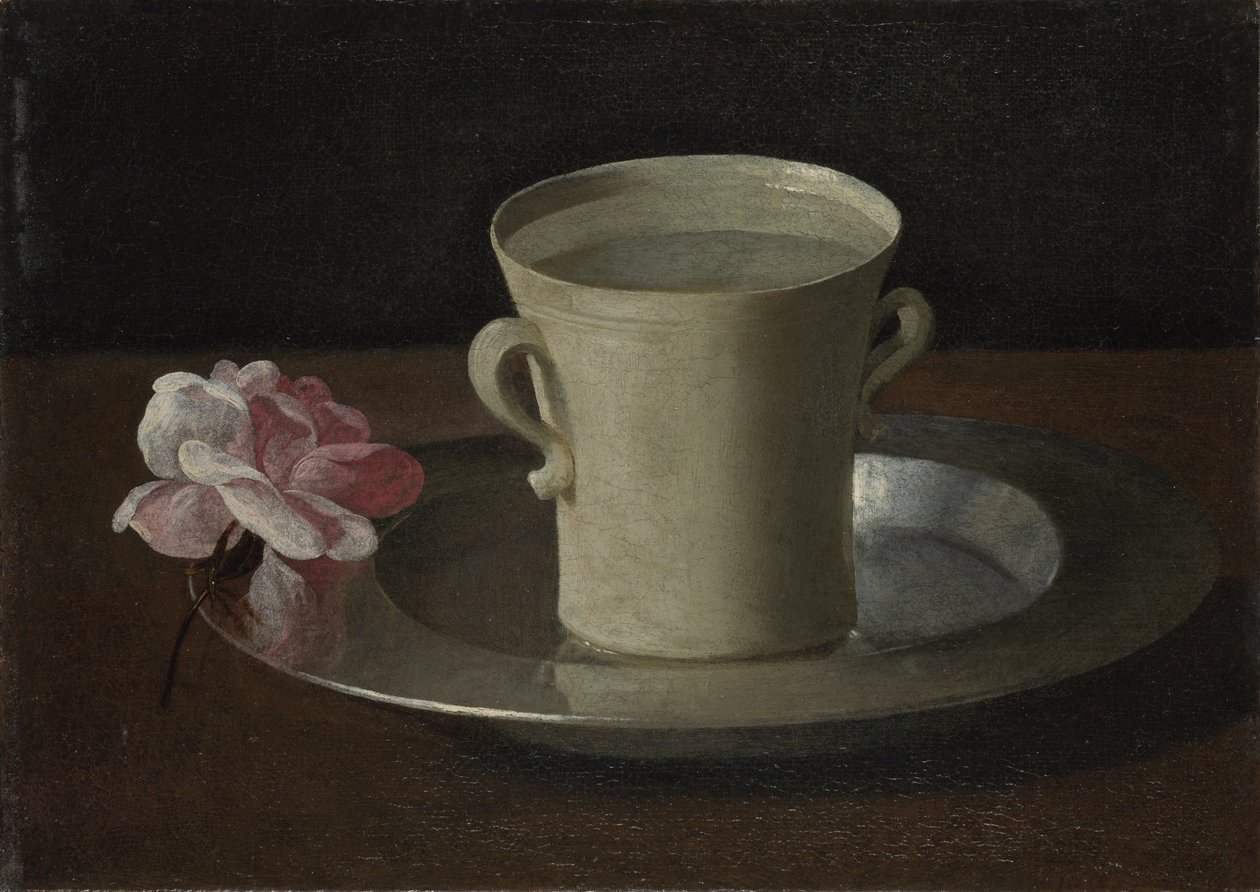 Eine Tasse Wasser und eine Rose, um 1630 von Francisco de Zurbaran