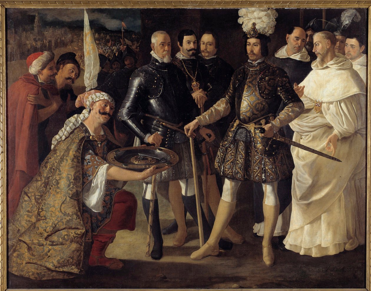 Reconquista: Die Übergabe von Sevilla vor Ferdinand III., König von Kastilien und León. Die Mauren übergaben dem König von Kastilien am 22.12.1248 die Schlüssel der Stadt. von Francisco de Zurbaran