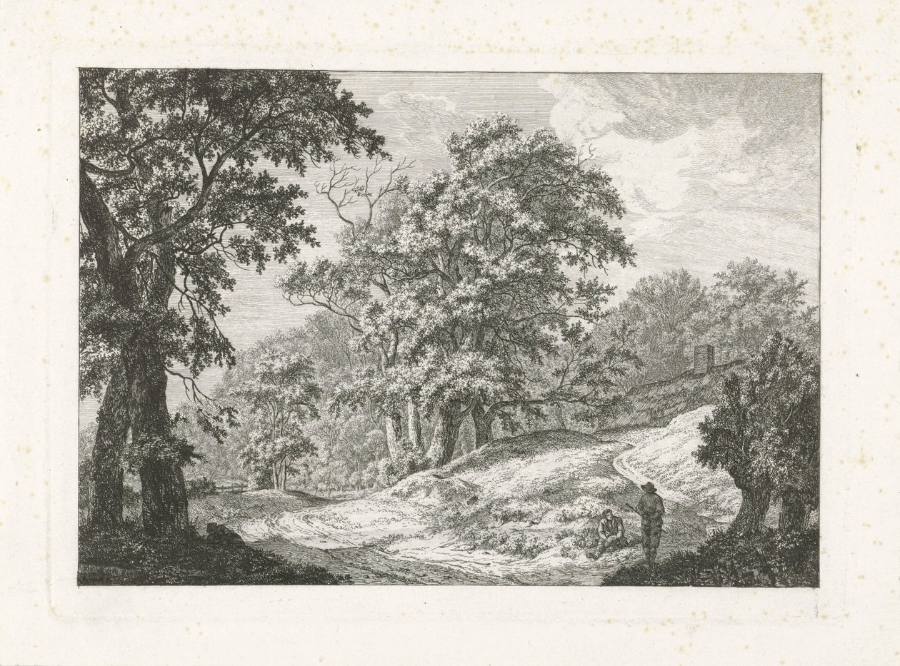 Landschaft mit zwei Figuren neben der Straße von Franciscus Andreas Milatz