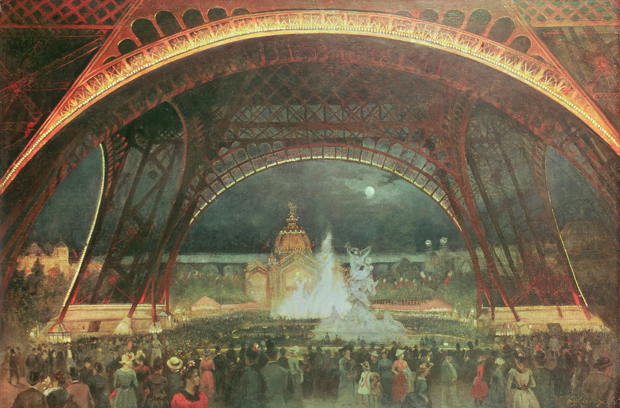 Feier in der Nacht der Weltausstellung 1889 auf der Esplanade des Champs de Mars von Francois Geoffroy Roux
