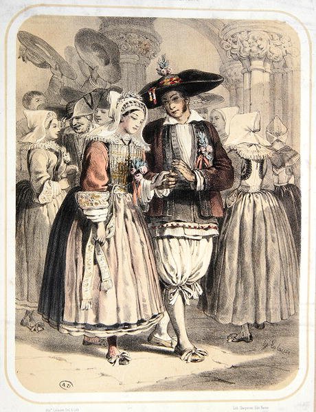 Braut und Bräutigam aus der Region Saille, Frankreich, ca. 1850 von Francois Hippolyte Lalaisse