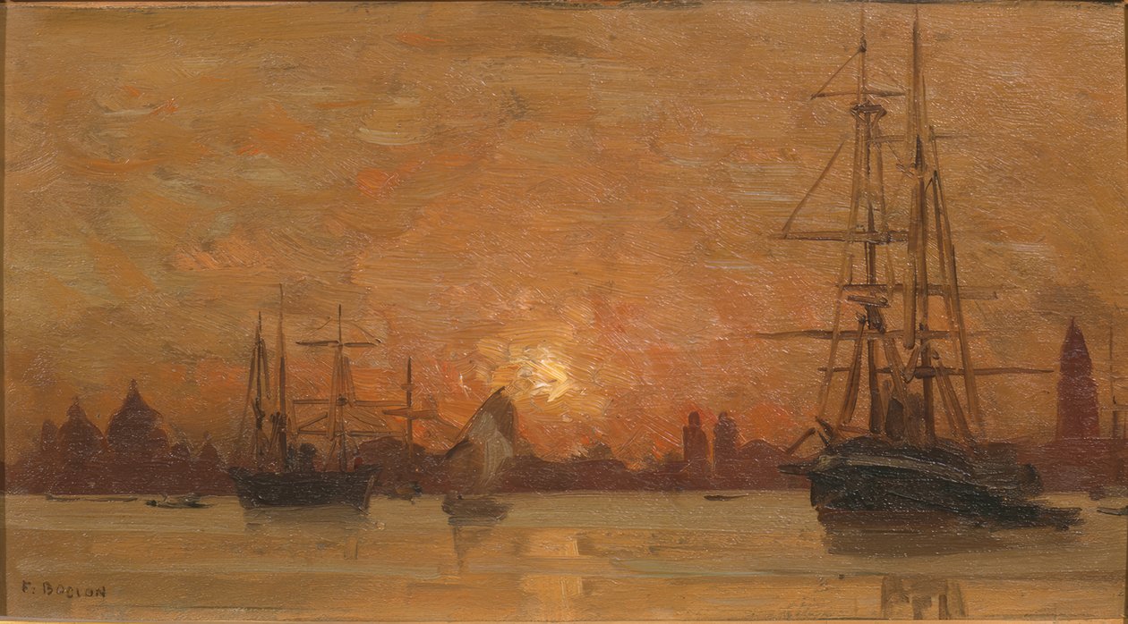 Venedig, Sonnenuntergang hinter San Marco von Francois-Louis-David Bocion