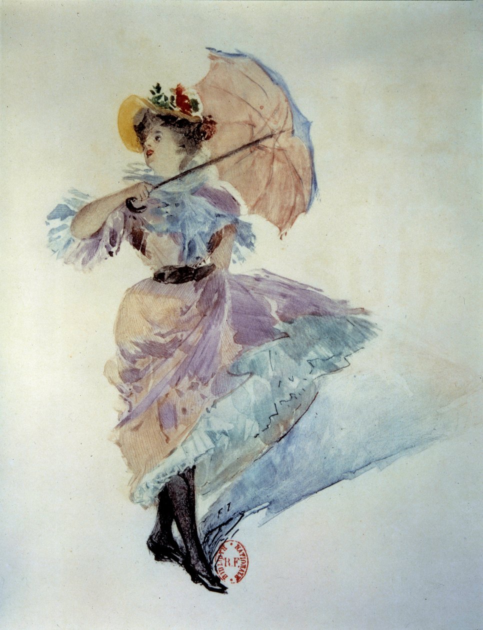 Aquarell zur Illustration des Romans „Ball of tallow“ von Guy de Maupassant. Zeichnung von Francois Thevenot von Francois (after) Thevenot