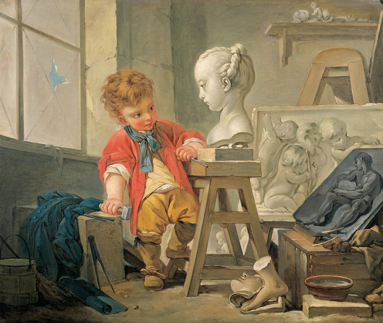 Eine Allegorie der Bildhauerei von Francois (and studio) Boucher
