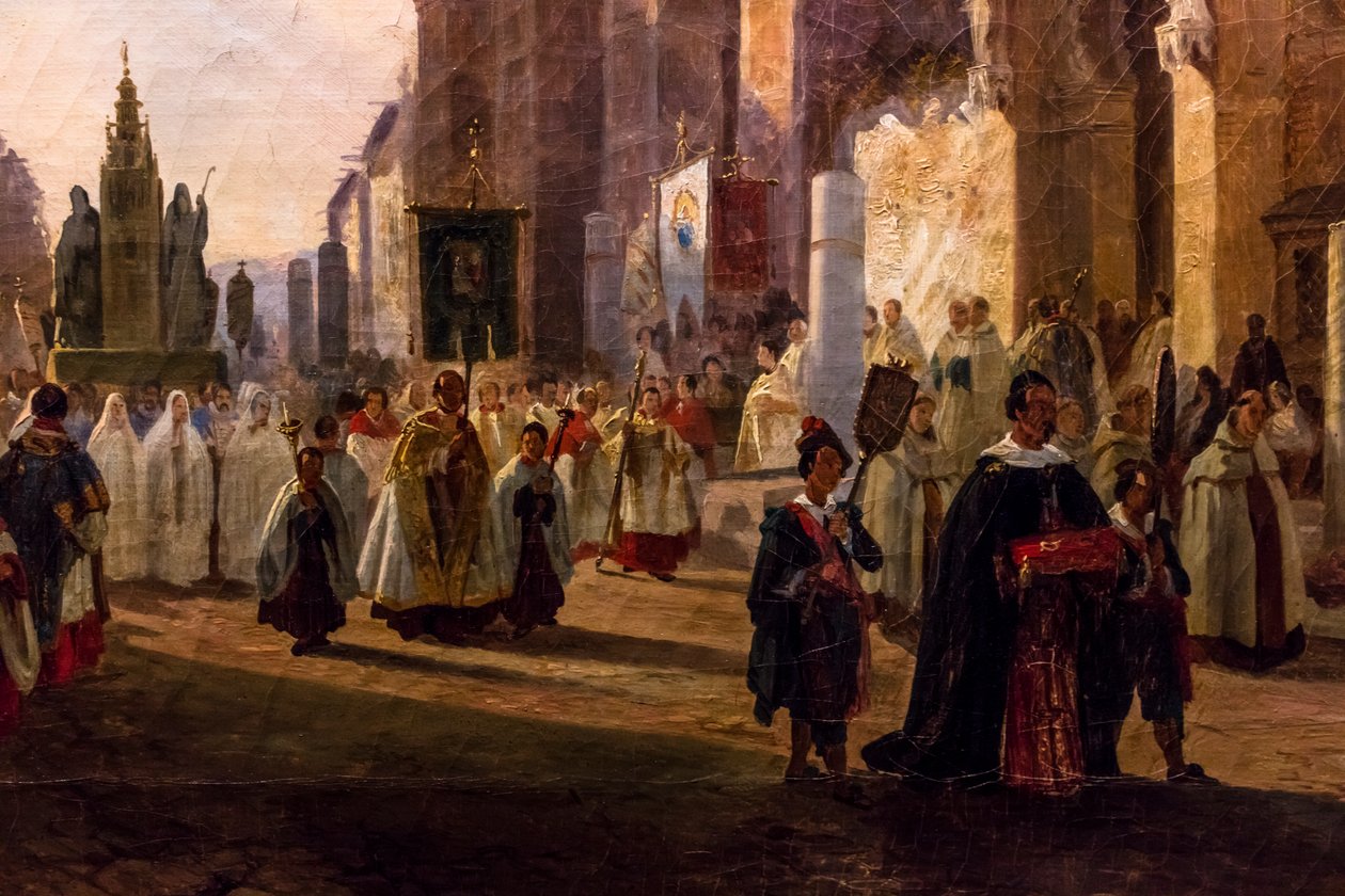Fronleichnamsprozession vor der Kathedrale von Sevilla von Francois Antoine Bossuet
