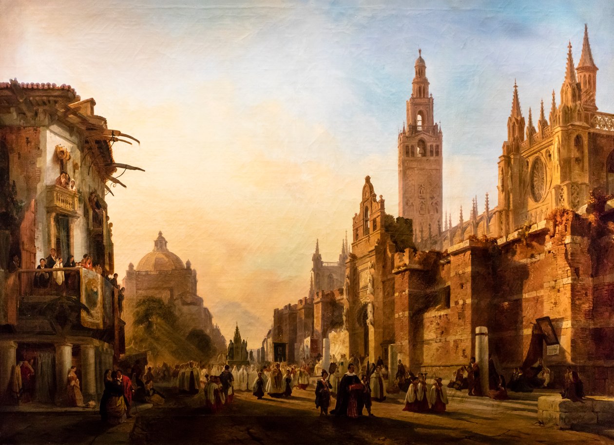 Fronleichnamsprozession vor der Kathedrale von Sevilla von Francois Antoine Bossuet