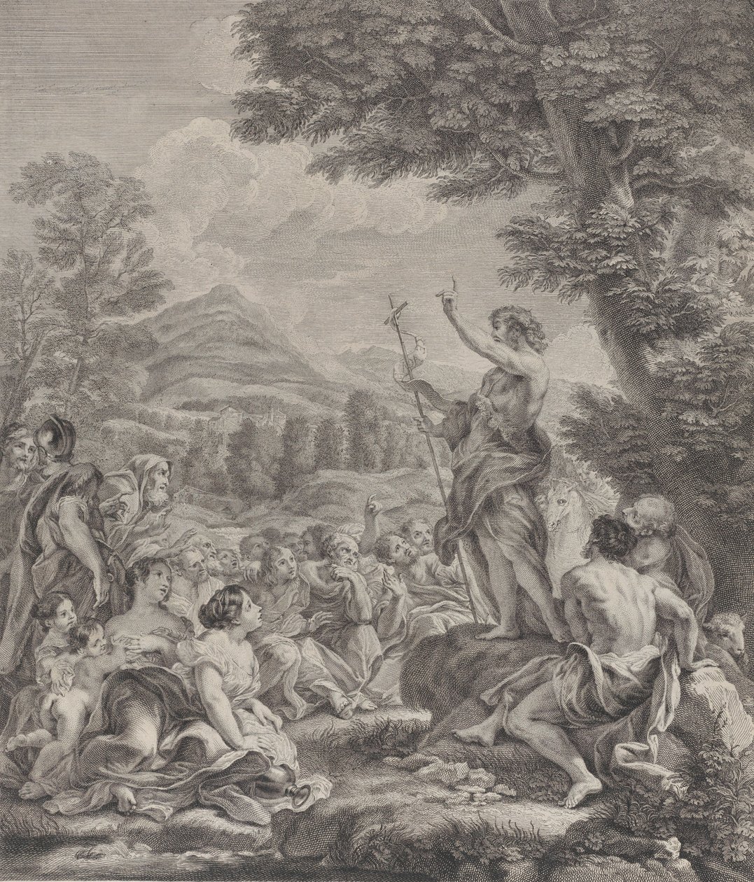 Johannes der Täufer predigt zu einer Menge, ca. 1729 von Francois Bernard Lepicie