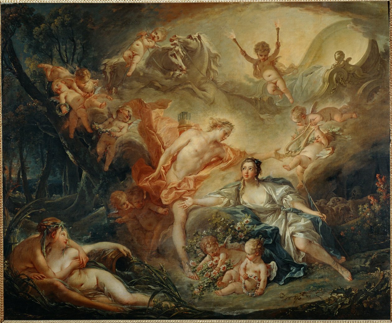 Apollo offenbart seine Göttlichkeit der Schäferin Issa von Francois Boucher