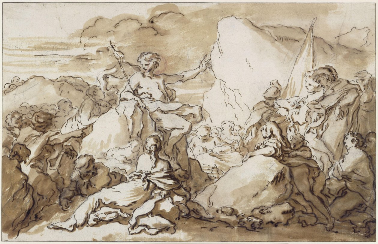 Die Predigt Johannes des Täufers in der Wüste von François Boucher