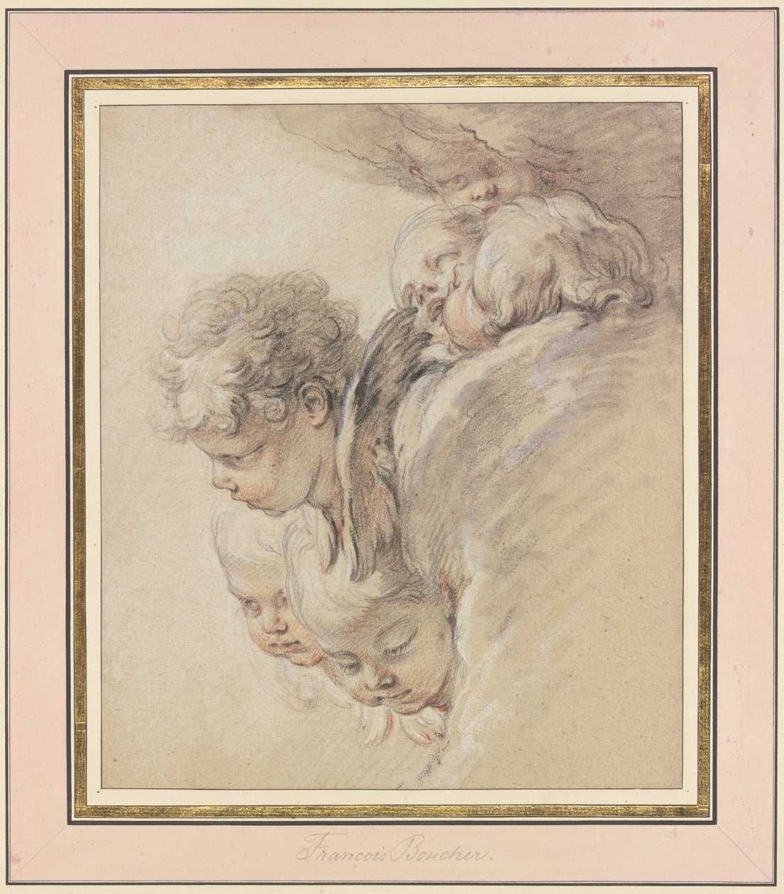Engelsköpfe in Wolken (Geburt Christi) von François Boucher