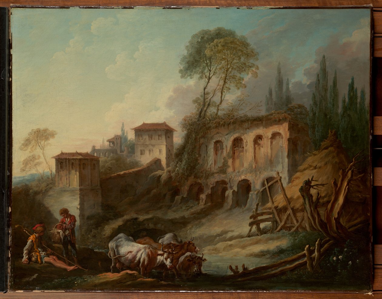 Imaginäre Landschaft mit dem Palatin-Hügel vom Campo Vaccino von François Boucher