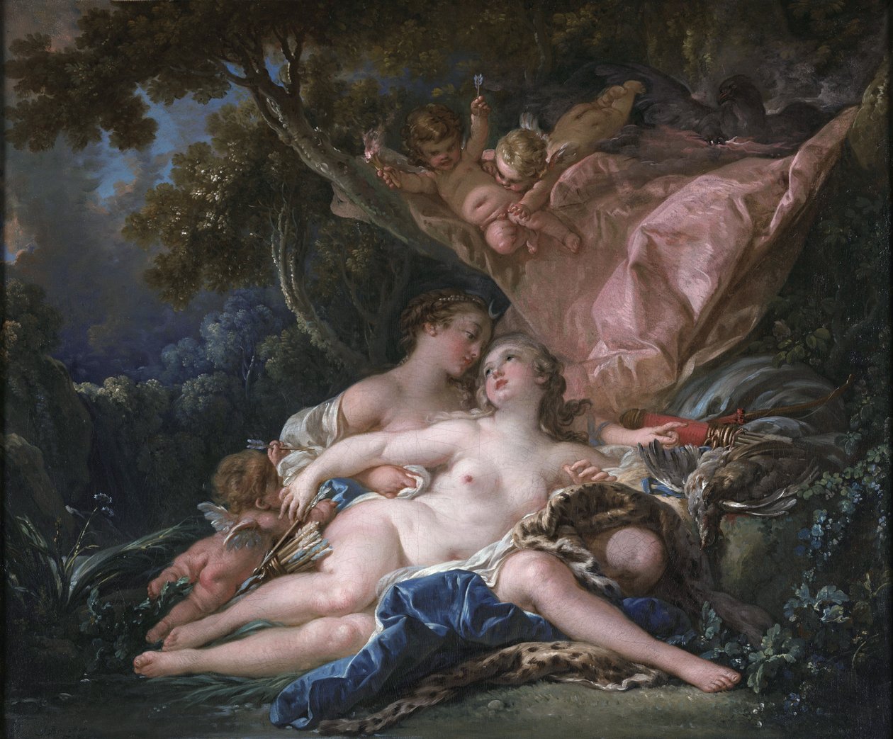 Jupiter in der Gestalt von Diana und die Nymphe Kallisto von François Boucher
