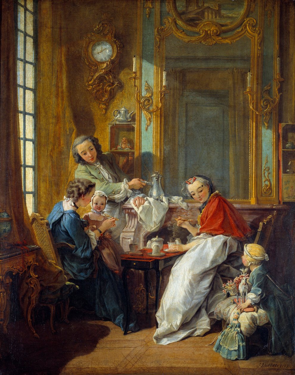 Mittagsszene in einem bürgerlichen Interieur. Gemälde von François Boucher (1703-1770) 1739 von François Boucher