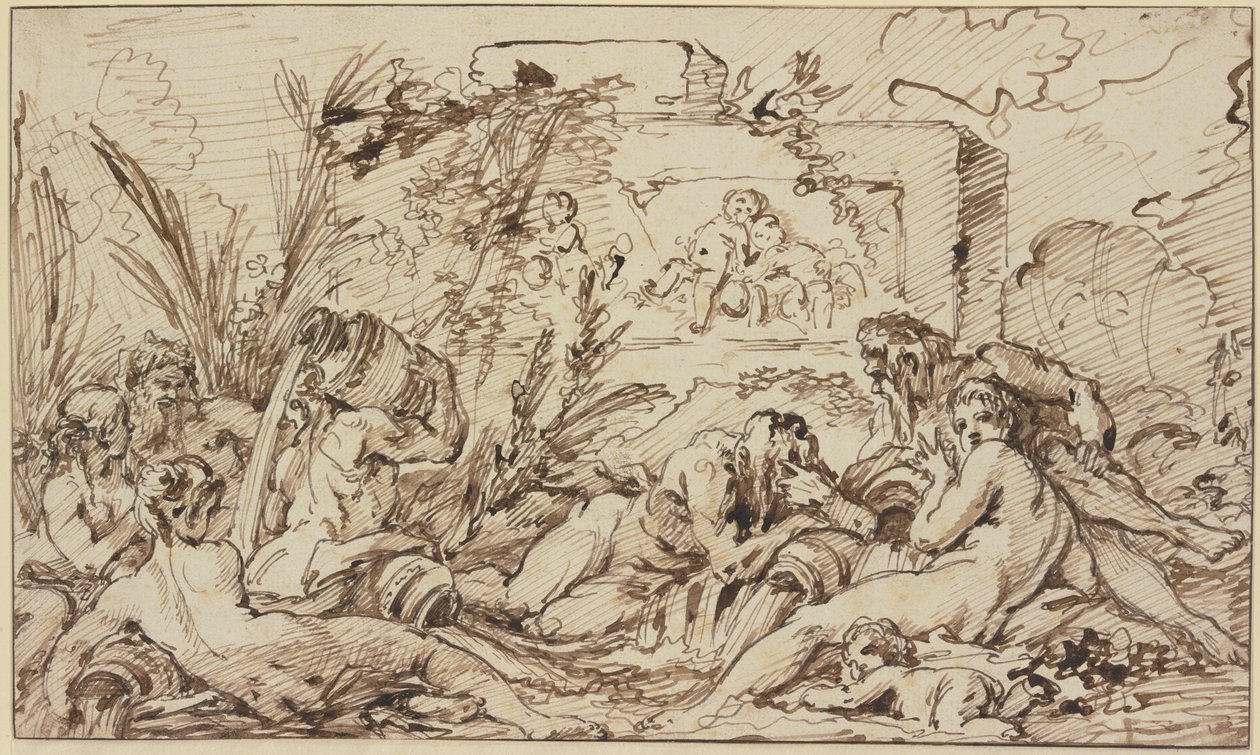 Nymphen und Flussgötter von François Boucher