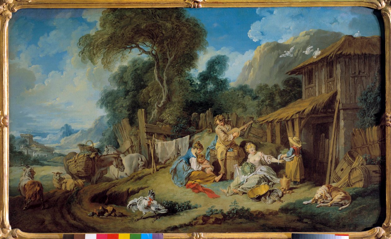 Die Rast der Bauern. Gemälde von Francois Boucher (1703-1770) 1734. Private Sammlung von François Boucher