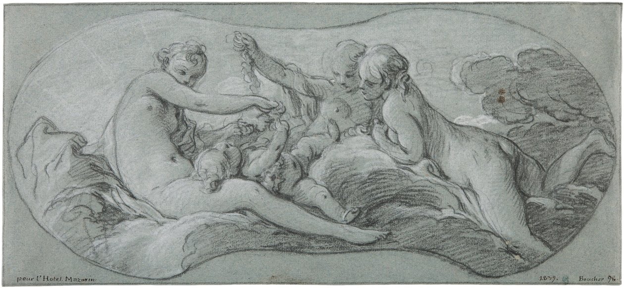 Die drei Grazien spielen mit Amor von François Boucher