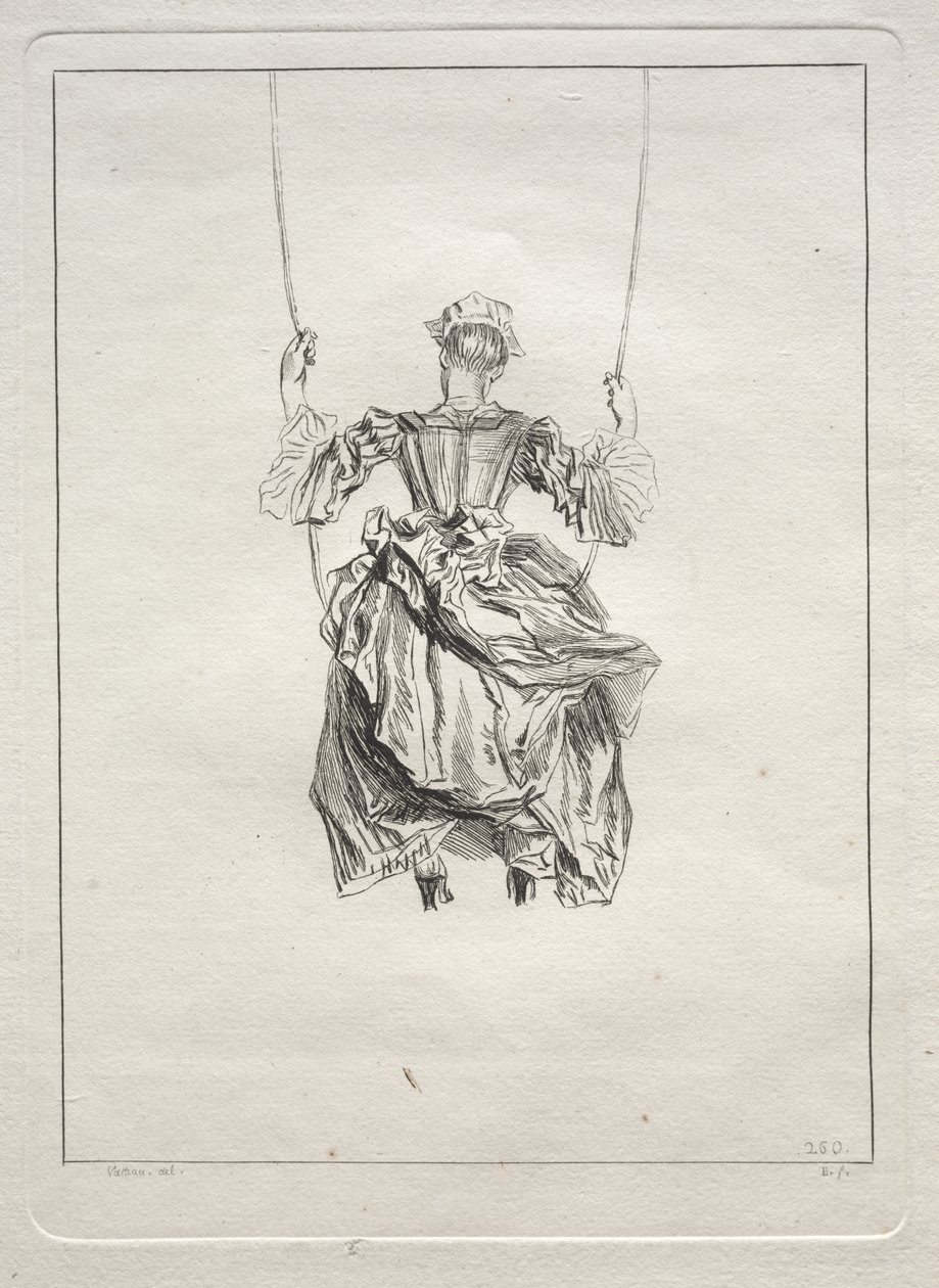 Frau auf einer Schaukel, von hinten gesehen von François Boucher