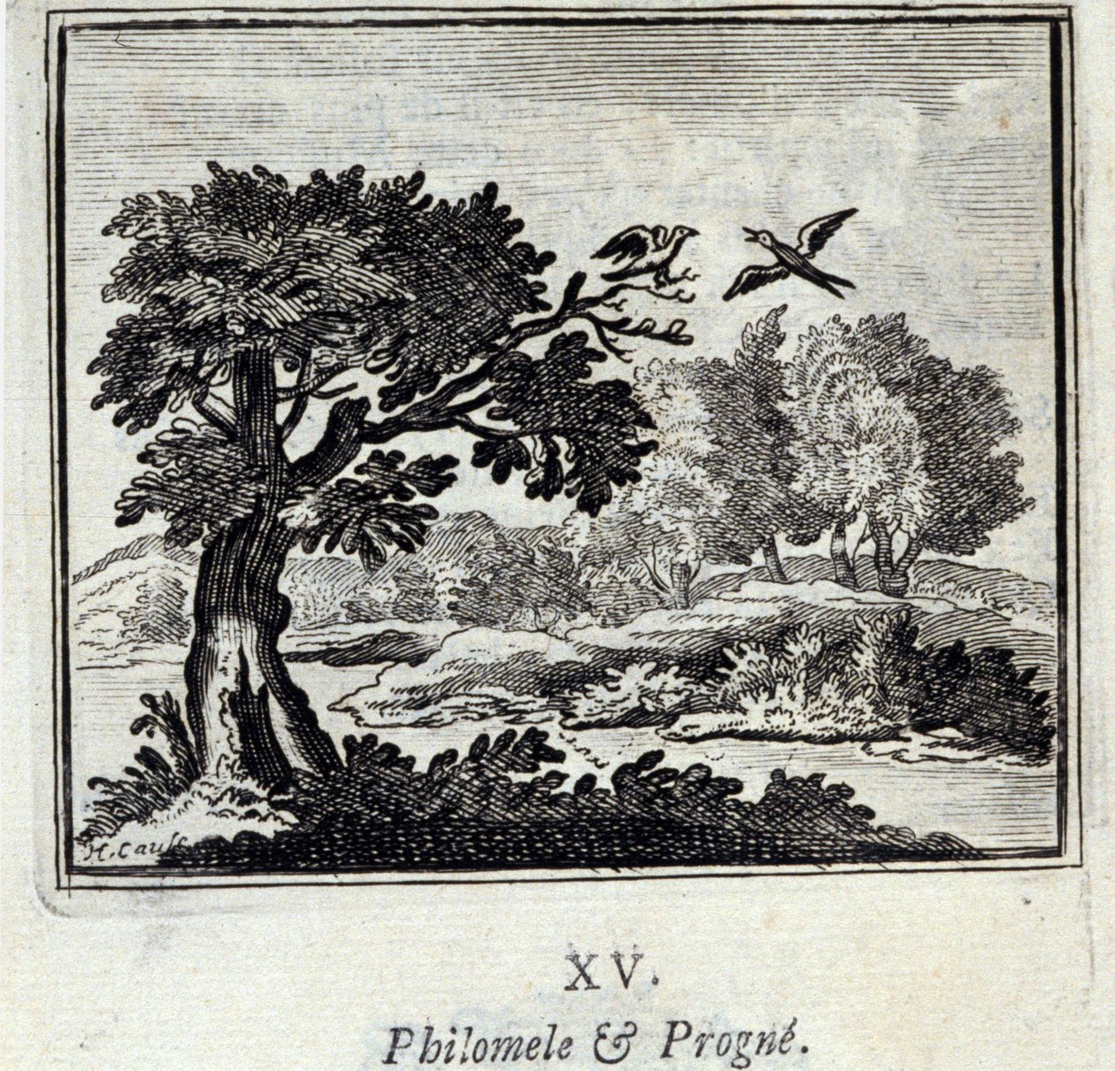 Philomele und Progne. Fabeln von Jean de La Fontaine (1621-95). Illustration von François Chauveau (1613-1676). Ausgabe von 1728 von Francois Chauveau