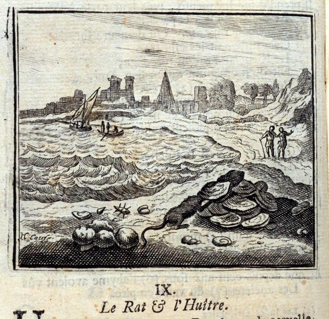 Die Ratte und der Richter. Fabeln von Jean de La Fontaine. Illustration von François Chauveau. Ausgabe von 1728. von Francois Chauveau