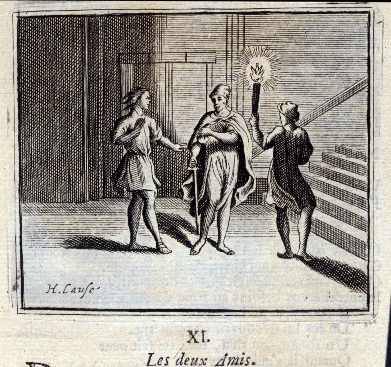 Die zwei Freunde. Fabeln von Jean de La Fontaine. Illustration von François Chauveau. Ausgabe von 1728. von Francois Chauveau