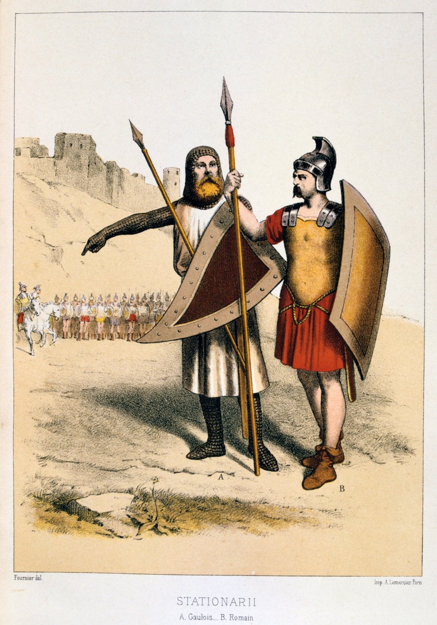 Stationarii, ein Gallier und ein Römer, um 1887 von Francois Cudet
