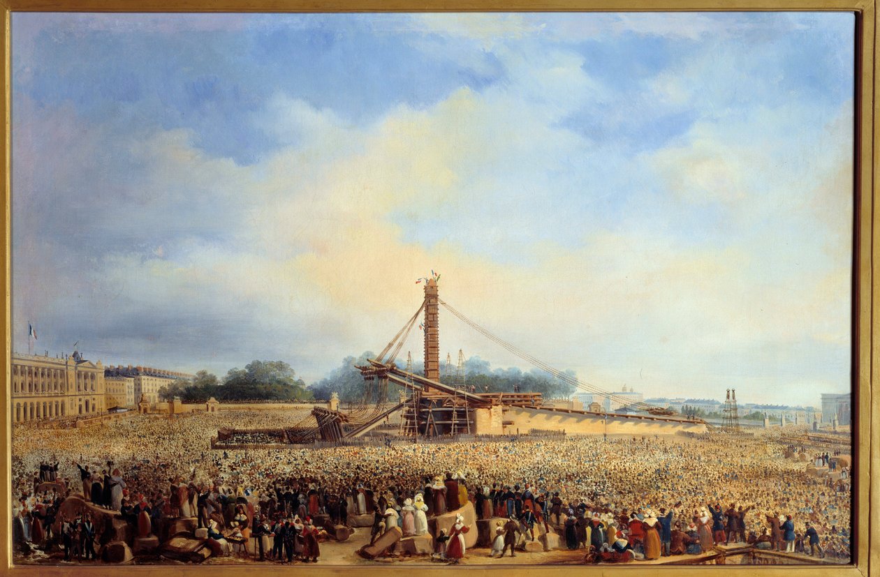 Errichtung des Obelisken von Luxor auf dem Place de la Concorde in Paris (25. Oktober) von Francois Dubois
