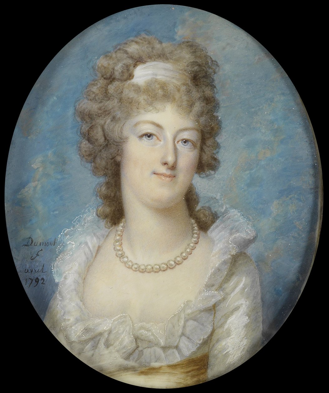 Porträt von Königin Marie Antoinette mit einer Perlenkette, 1792 von Francois Dumont