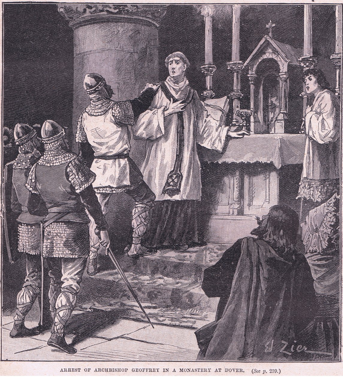 Verhaftung von Erzbischof Geoffrey in einem Kloster in Dover AD 1191 von Francois Edouard Zier