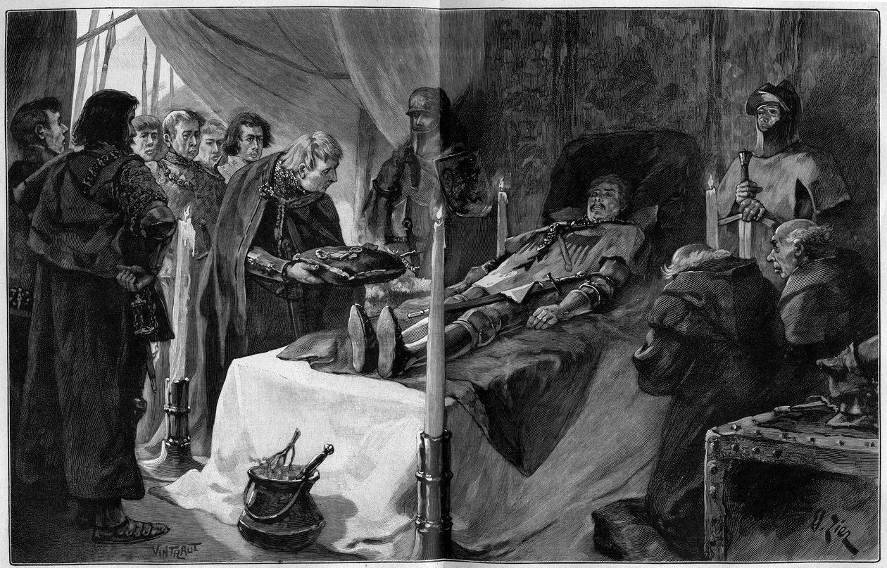 Hundertjähriger Krieg: Tod des Connetable Bernard du Guesclin (1320-1380) von Francois Edouard Zier