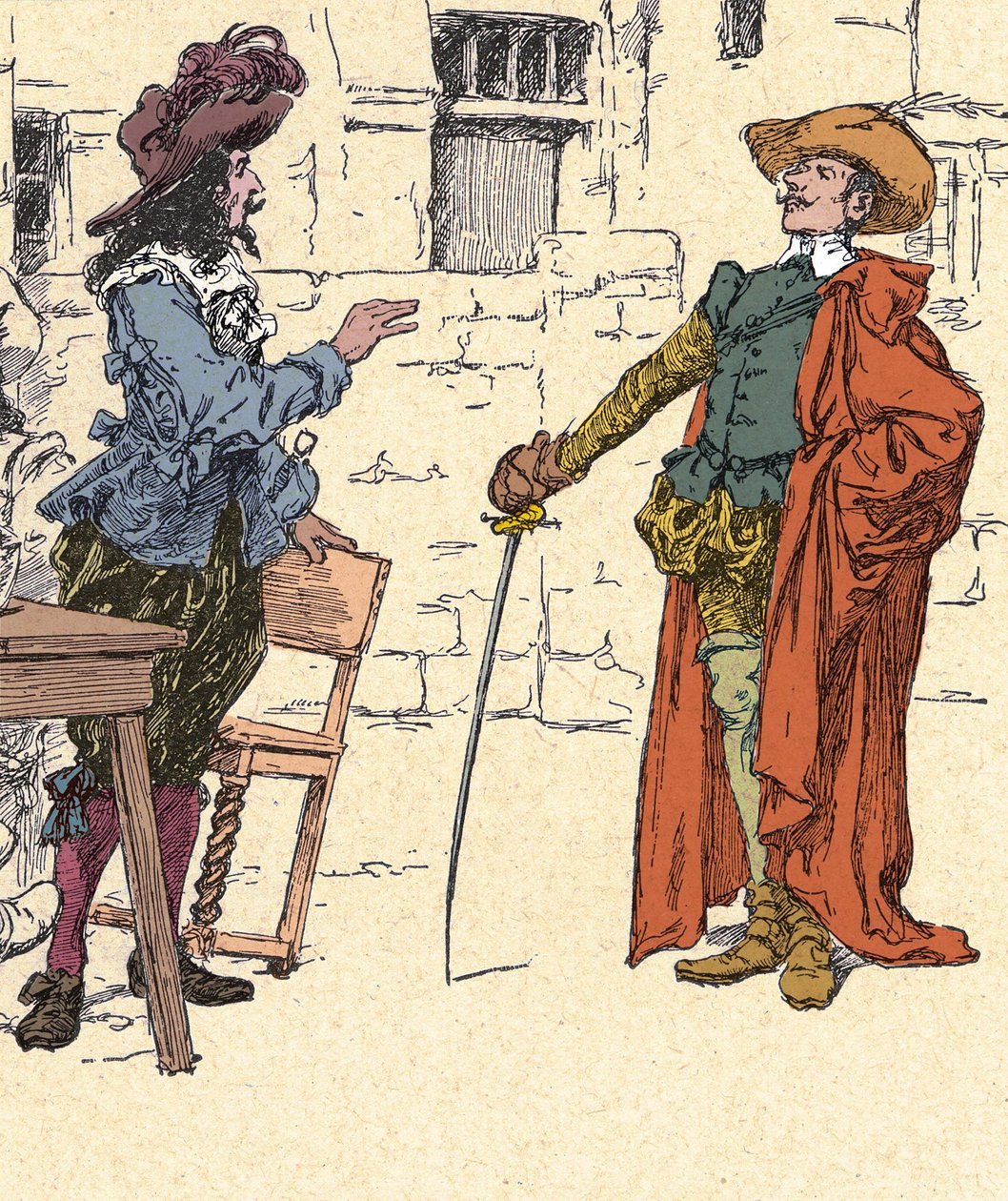 Begegnung von Cyrano, jung, in Paris mit D