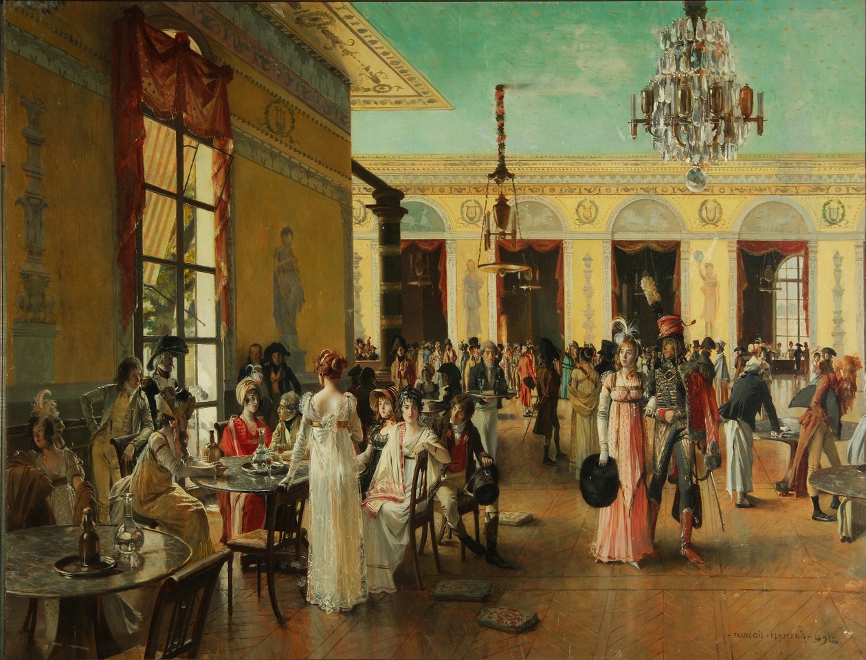 Café Frascati Eine Szene aus Napoleons Zeit, 1893 von Francois Flameng