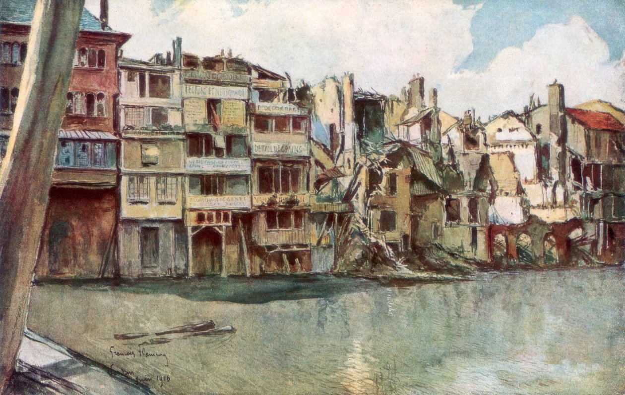 Der Fluss Maas, Verdun, Frankreich, Juni 1916, 1926 von Francois Flameng