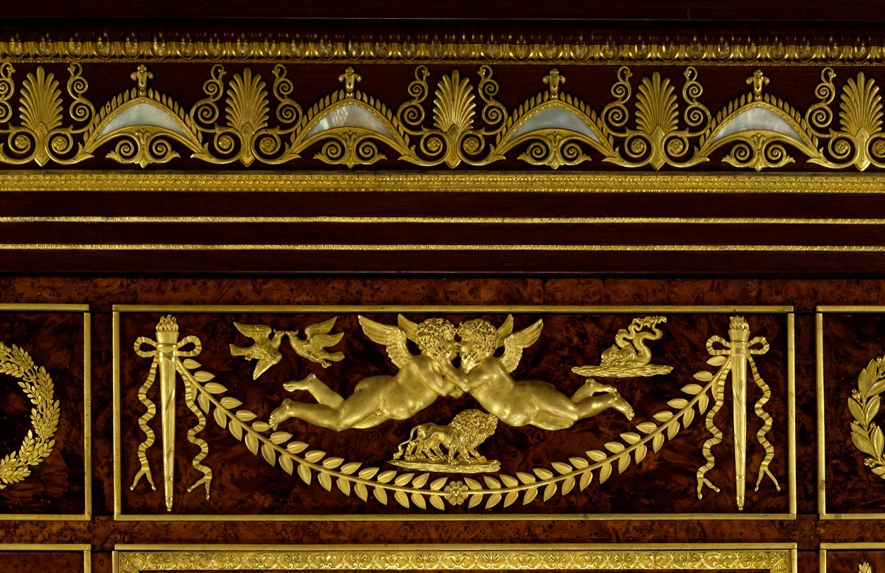 Details des Kleiderschranks von Kaiserin Josephine de Beauharnais (Marie-Joseph-Rose de Tascher de la Pagerie) (1763-1814) aus Holz, vergoldete Bronze von Francois Jacob-Desmalter (1770-1841) von Francois Honore Georges Jacob Desmalter